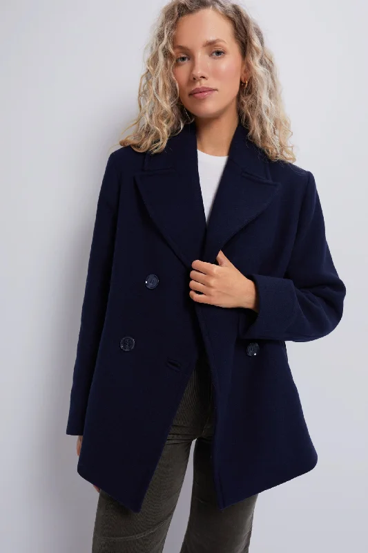 Women's Resort Garments Navy Ingrid Wool Peacoat