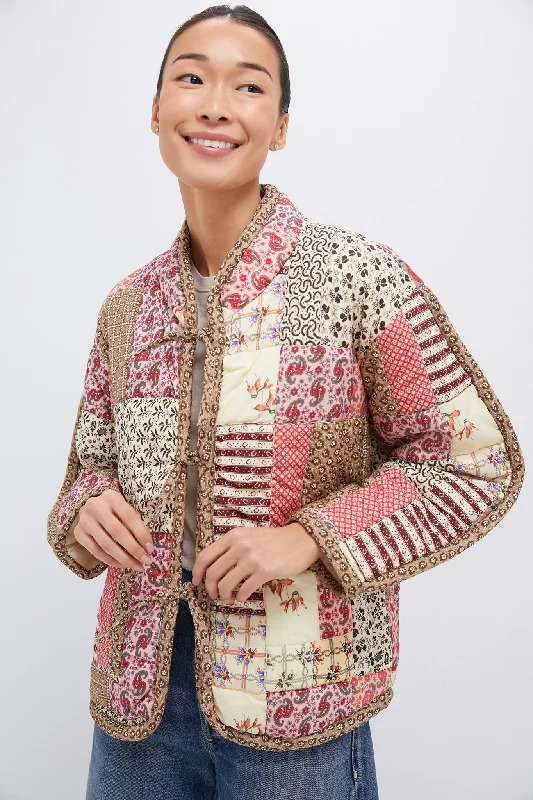 Women's Clothing Apparel Sets Multi Presley Quilted Patchwork Belted Jacket