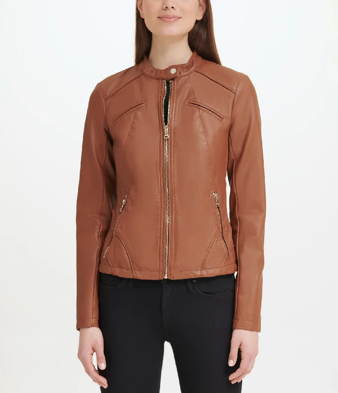 Flash Sale On Trendy Outfits – Don't Miss Out Faux Leather Scuba Jacket