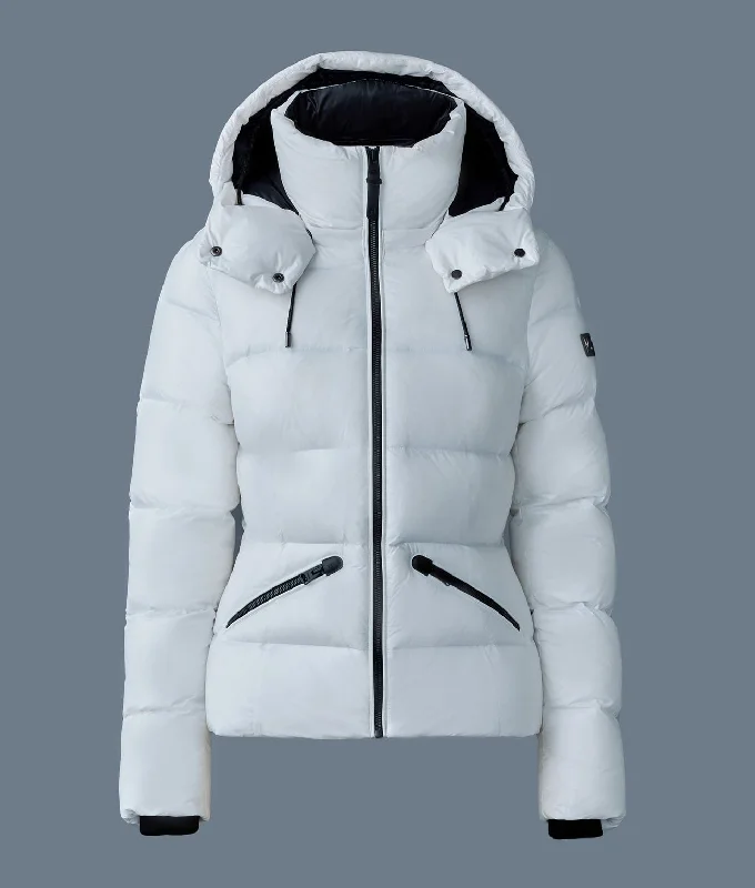 Women's Outdoor Activity Garments MADALYN lustrous light down jacket with hood for ladies White