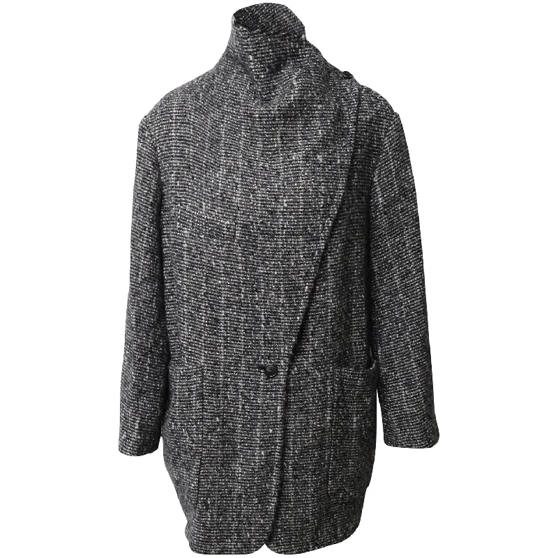 Stylish Outerwear Clothing For Women Isabel Marant Knit Wrap Coat in Grey Wool