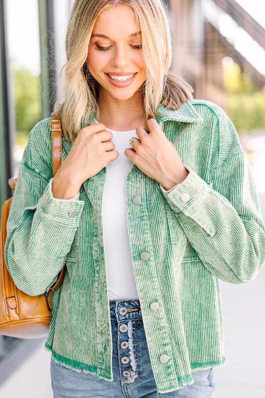 Women's Athletic Garments Better Than Ever Green Corduroy Jacket