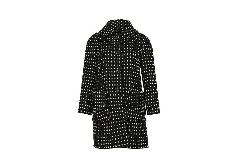 Comfortable Garments For Women Diane Von Furstenberg Polka Dot Trench Coat in Black Wool