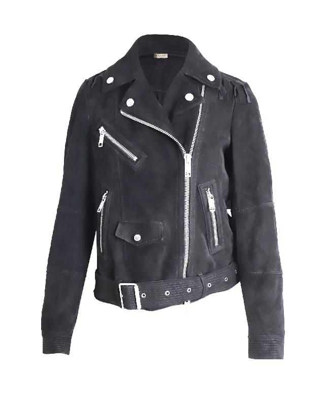 Fashion-Forward Women's Clothing Burberry Arnstead Fringe Biker Jacket in Black Suede