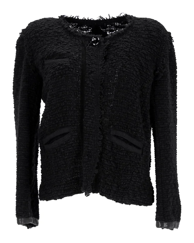 Women's Travel Outfit Set Isabel Marant Bouclé Jacket in Black Wool