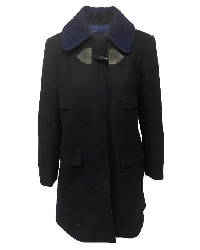 Women's Elegant Formal Outfit See by Chloe Winter Coat in Navy Blue Polyester