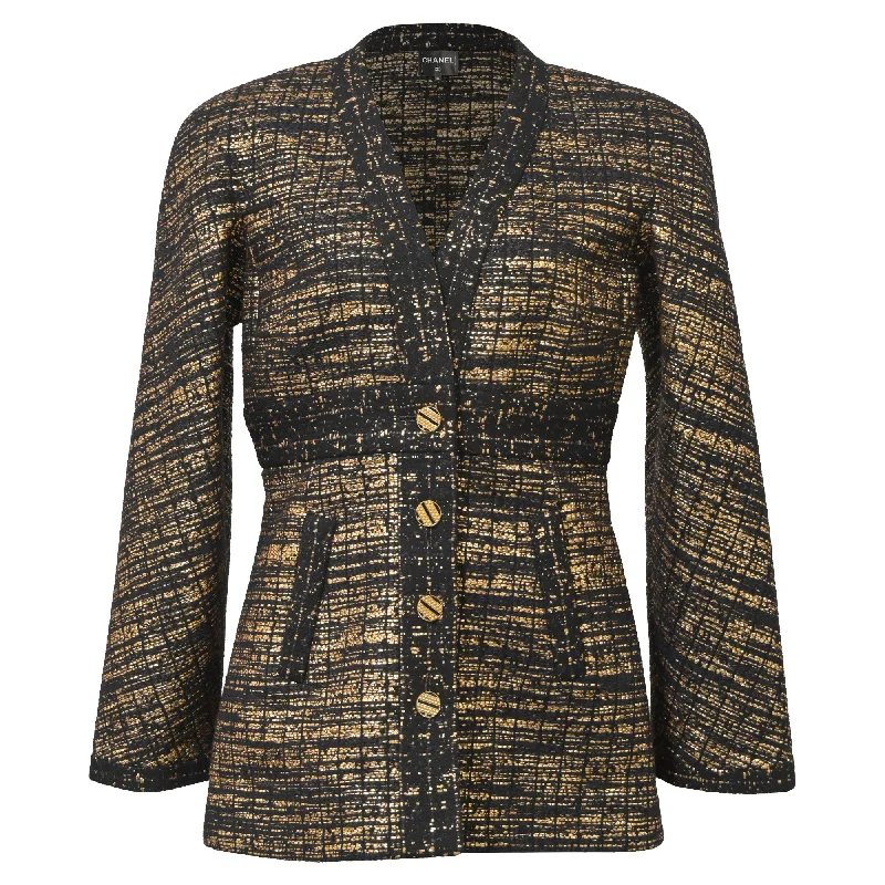 Clearance Event – Grab Stylish Outfits Before They're Gone Chanel 2019 Tweed Pattern Evening Jacket in Black and Gold Wool