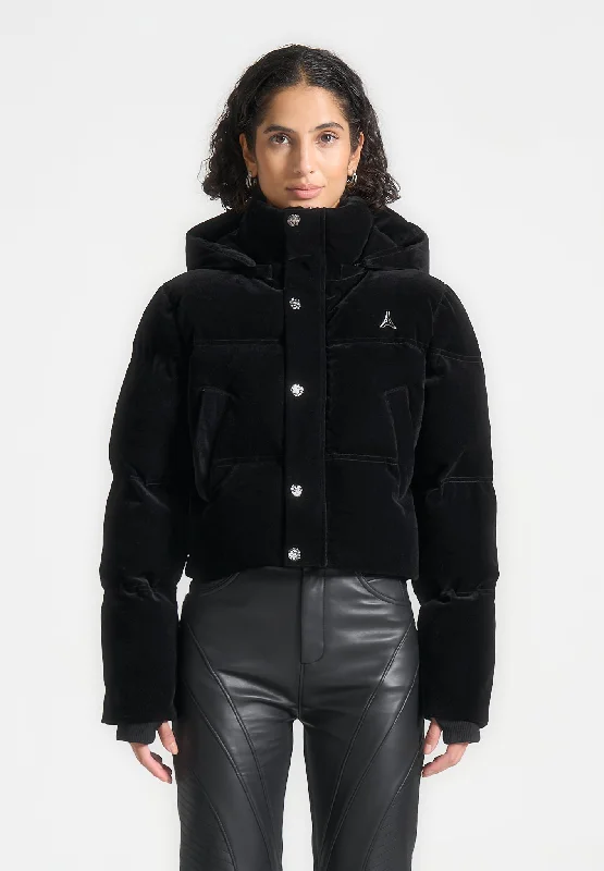 Best Deals On High-Quality Fashion – Shop Now Velvet Eiffel Cropped Puffer Jacket - Black