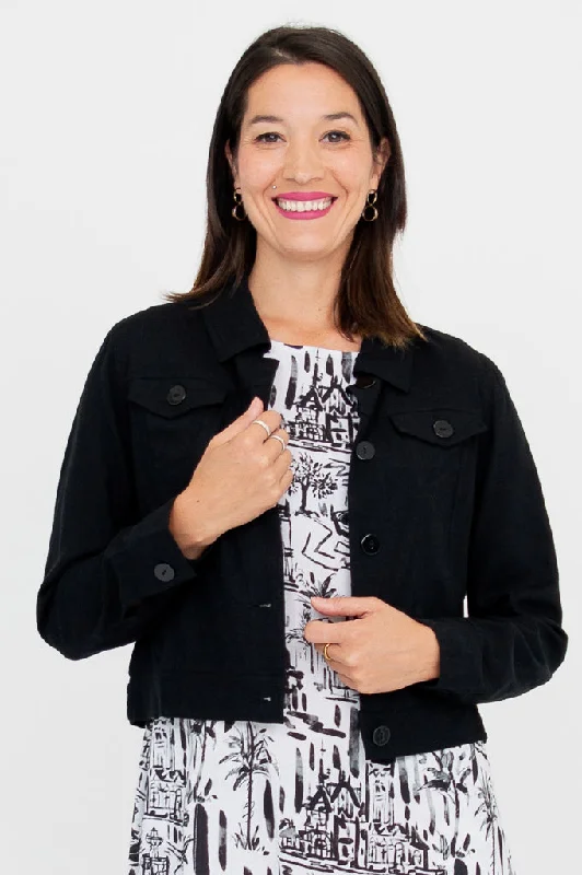 Comfortable Lounge Clothing Colleen Jacket, Black, Linen