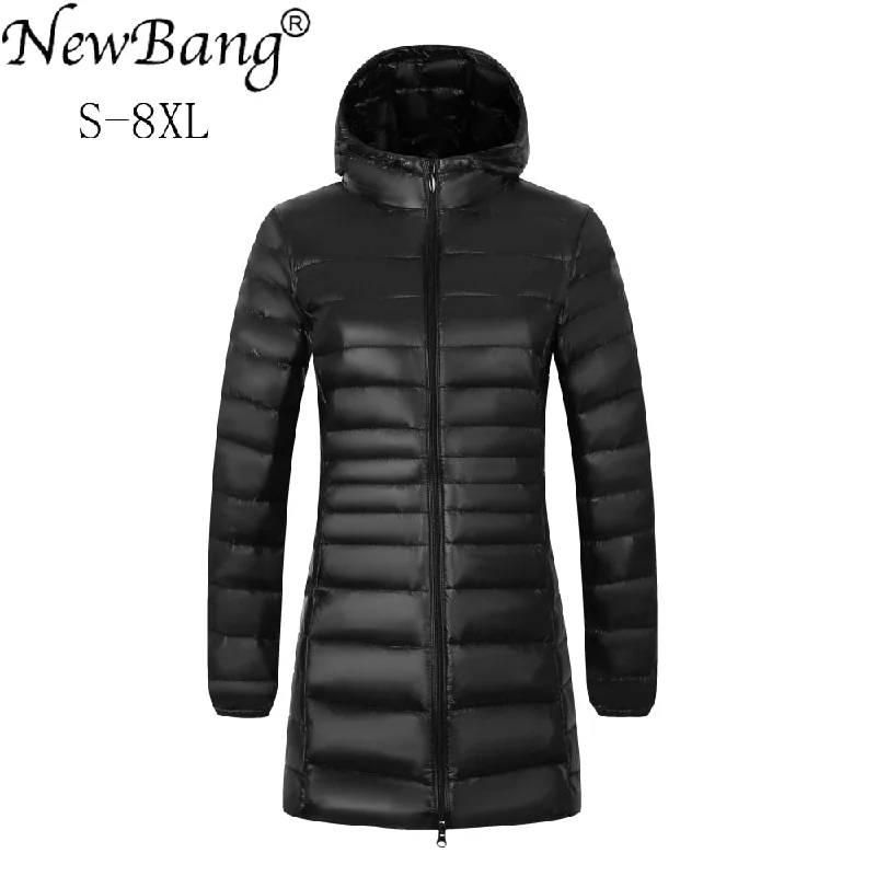 Fashionable Women's Casual Apparel NewBang Brand Plus 8XL 7XL Ladies Coats Long Winter Down Jacket Ultra Light Down Jacket Women Hooded Female Warm Coat  Outerwear