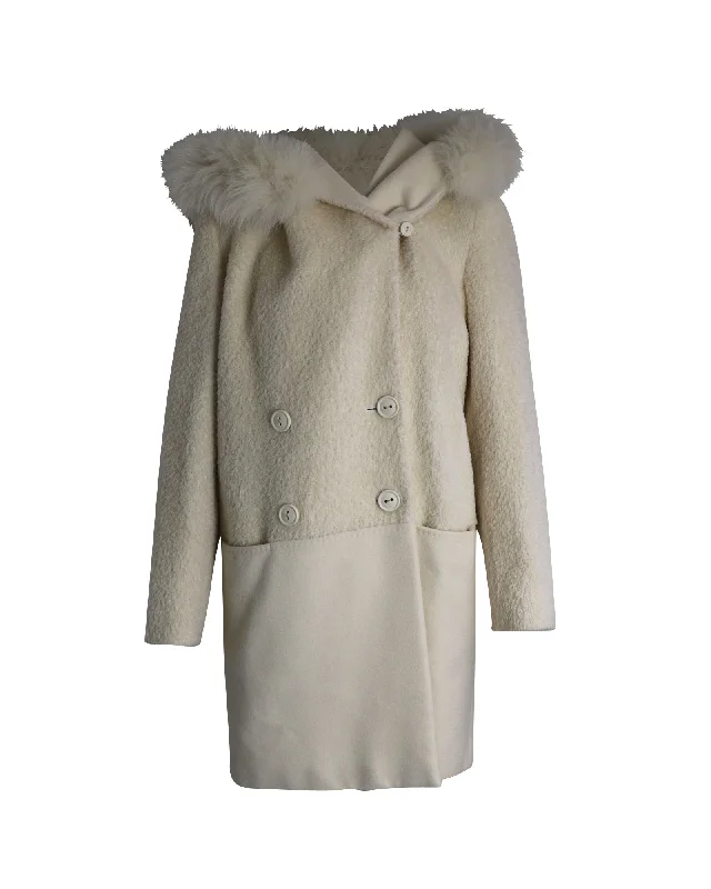 Women's Relaxed Outfit Max Mara Vicky Double-Breasted Coat in White Alpaca Blend