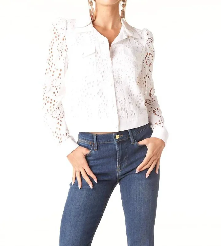 Affordable Trendy Clothes For Women Averill Eyelet Jacket In White Eyelet