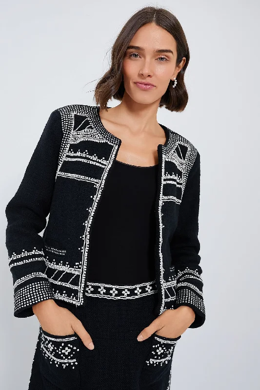 Big Savings On Modern And Classic Fashion Looks Black Mille Embroidery Long Sleeve Jacket