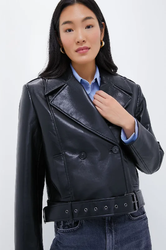 Women's Office Outfit Black Recycled Leather Simone Jacket