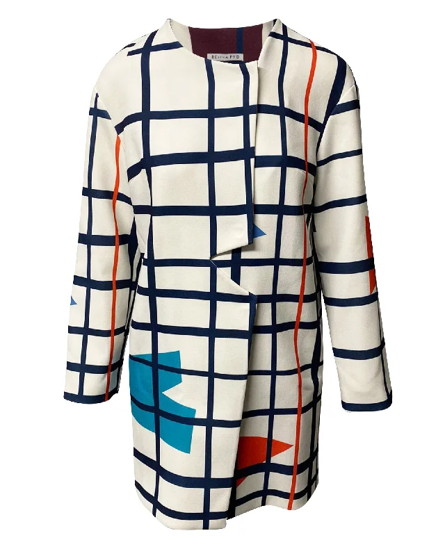 Timeless Women's Clothes Rejina Pyo Lightweight Geometric Print Coat in White Viscose