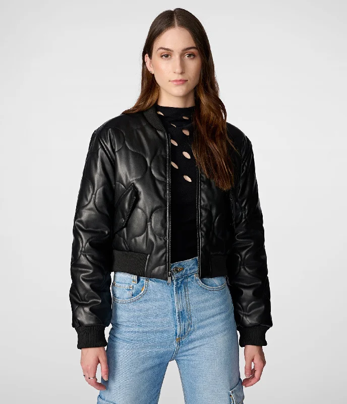 Unmissable Discounts On The Latest Fashion Trends Faux Leather Quilted Cropped Jacket