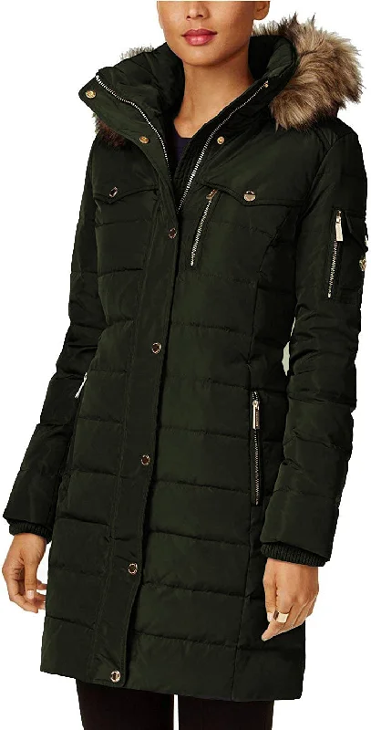 Women's Plus-Size Casual Outfit Michael Michael Kors Women's Dark Moss 3/4 Down Puffer Coat