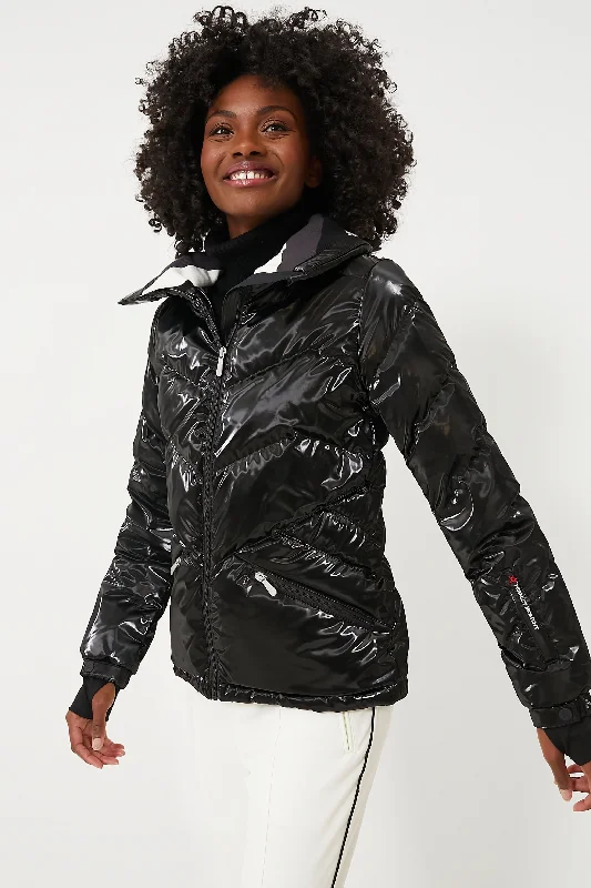 Charming Everyday Clothing For Women Black Liquid Ski Duvet Jacket