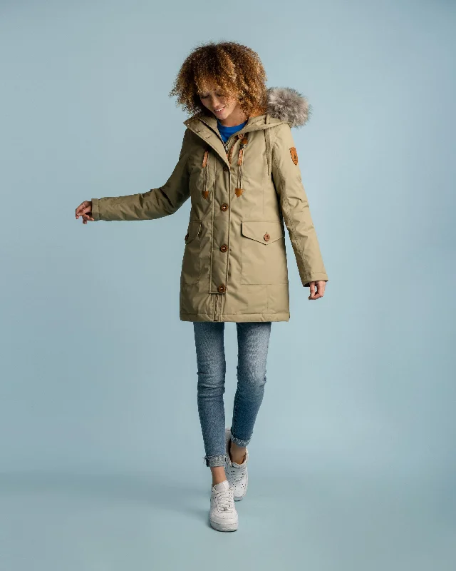 Women's Luxury Apparel Hermione Khaki Parka