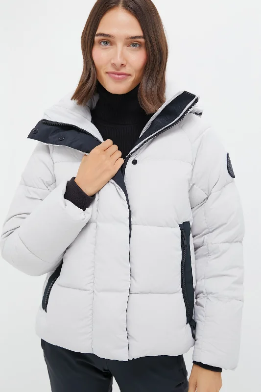 Women's Functional Outfit For Outdoor Activities Silverbirch Black Disc Junction Cropped Puffer