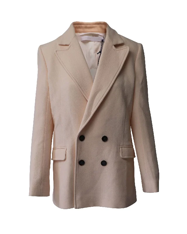 Classic Women's Apparel Roland Mouret Gilroy Double Breasted Jacket in Pastel Pink Wool