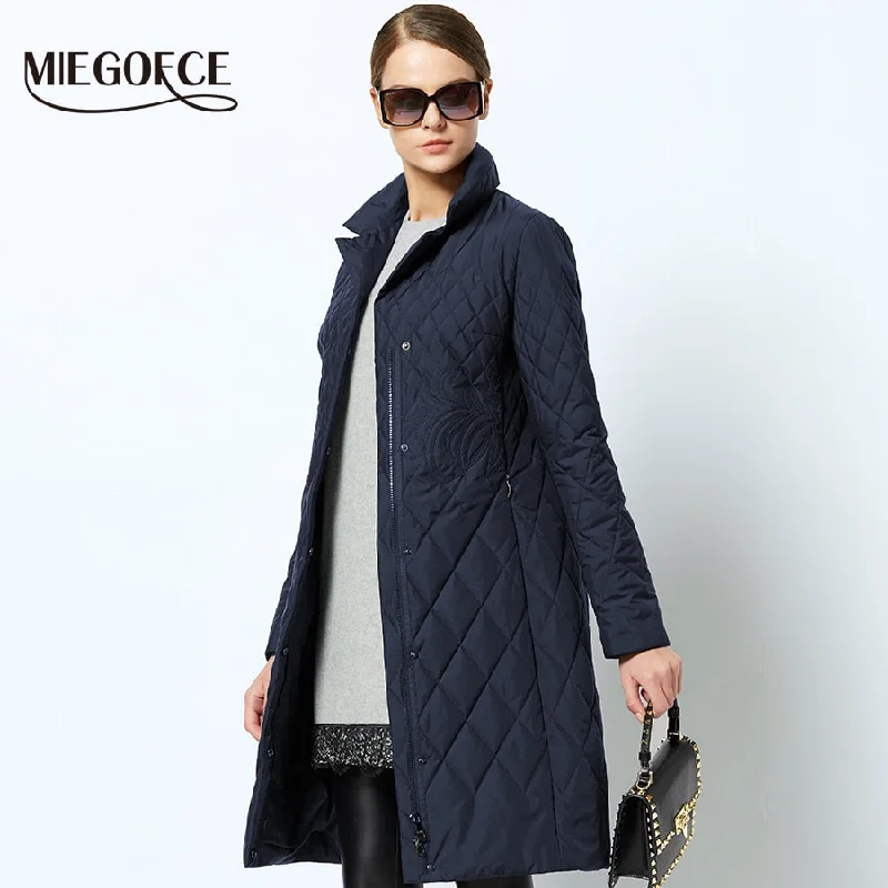 Affordable Luxury Women's Garments Spring Women's Parka Coat Warm Jacket Women's Thin Cotton Quilted Coat With Standing Collar New Collection Of Designer MIEGOFCE