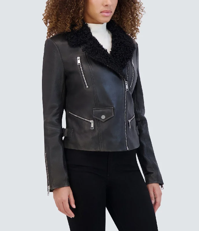 Formal Outfit For Women Paley Aviator Style Leather Jacket