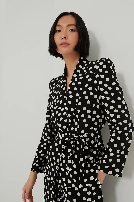 Women's Activewear Garments Painterly Dots Black Paris Jacket