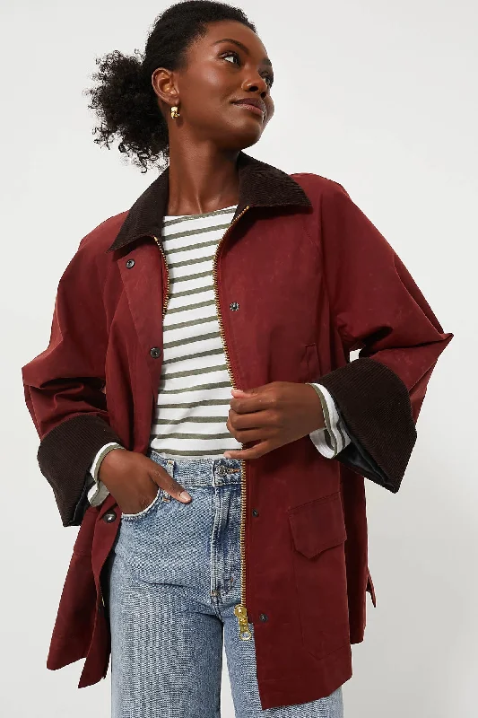 Women's Outfit Red Chiltern Street Jacket In Waxed Cotton