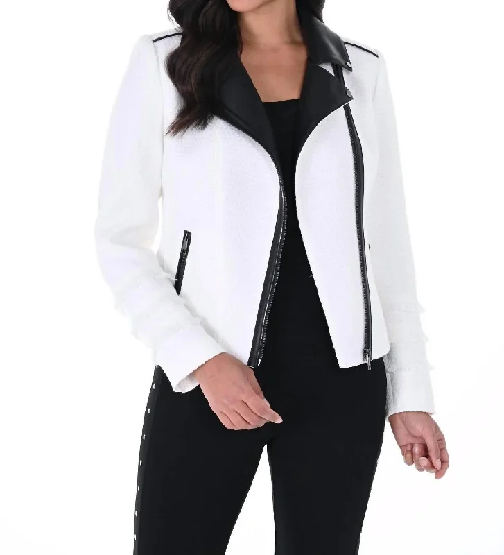 Women's Everyday Clothes Color Blockjacket In White,black