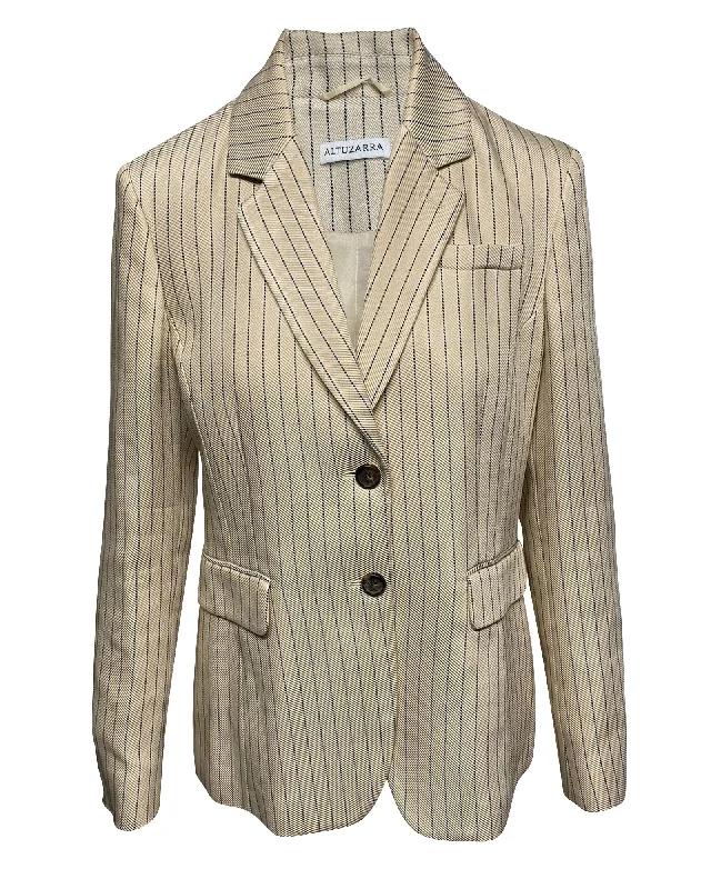 Must-Have Clothing Styles Now At Incredible Discounts Altuzarra Striped Jacket in Cream Viscose