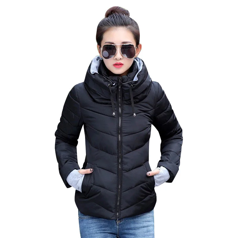 Charming Women's Clothes For Special Events 2018 Winter Jacket women Plus Size Womens Parkas Thicken Outerwear solid hooded Coats Short Female Slim Cotton padded basic tops