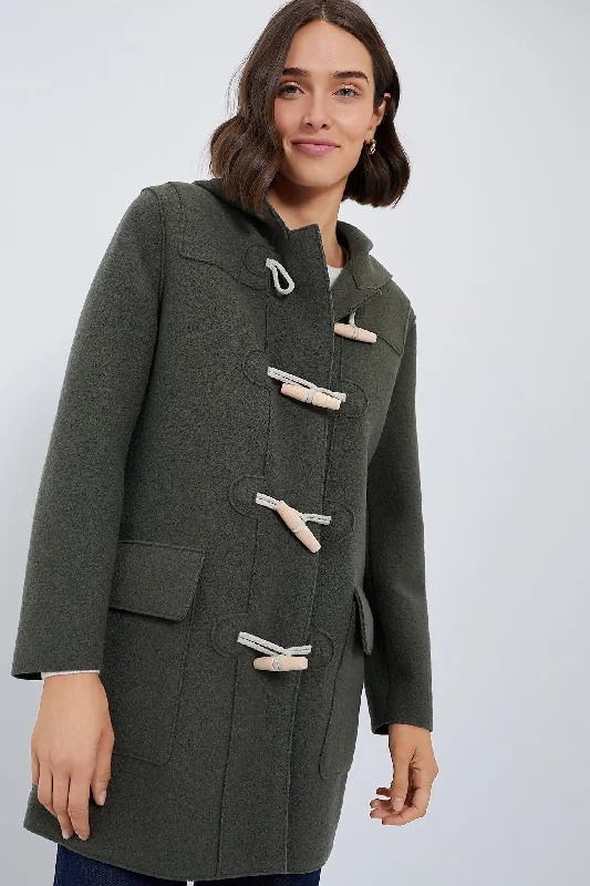 Limited-Stock Sale – Stylish Outfits At Lower Prices Hunting Green Duffle Boiled Wool Coat