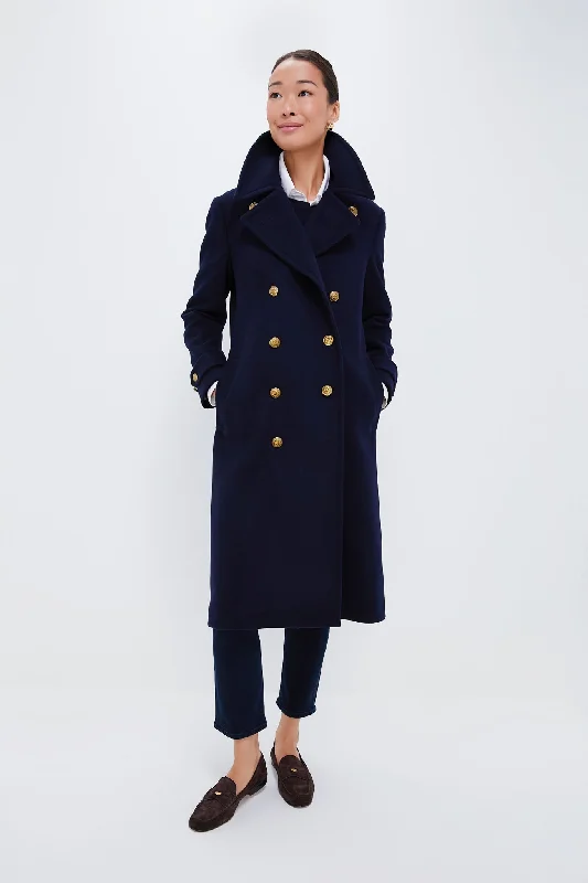 Flash Sale On Stylish Outfits – Hurry Before It's Gone Navy Wool Melton Coat