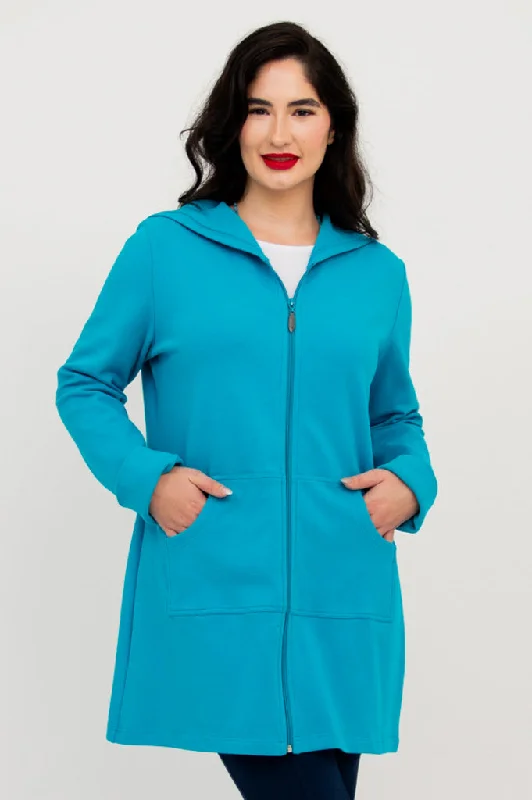 Women's Seasonal Wardrobe Clothing Cortes Jacket, Turquoise, Cotton