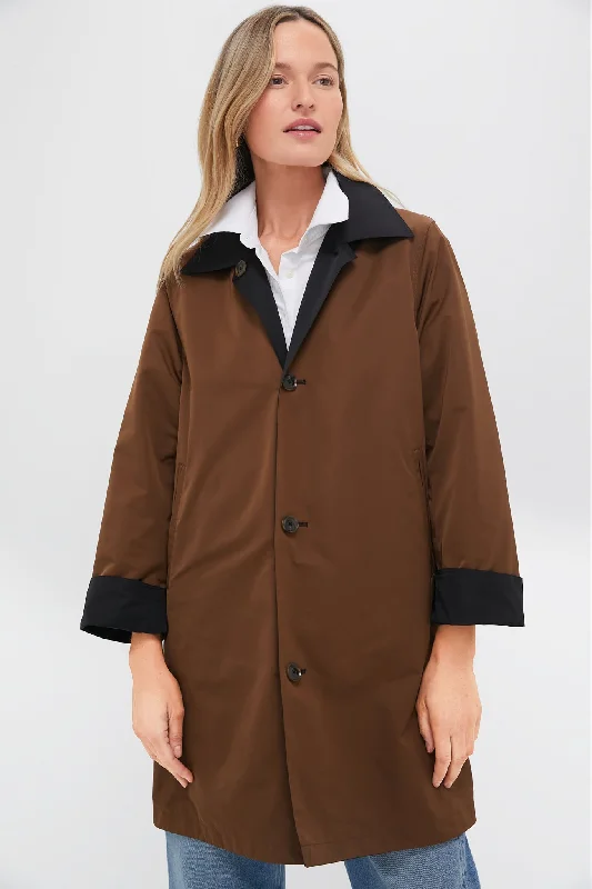 Women's Seasonal Garments Brown and Black Water Resistant Reversible Winston Jacket