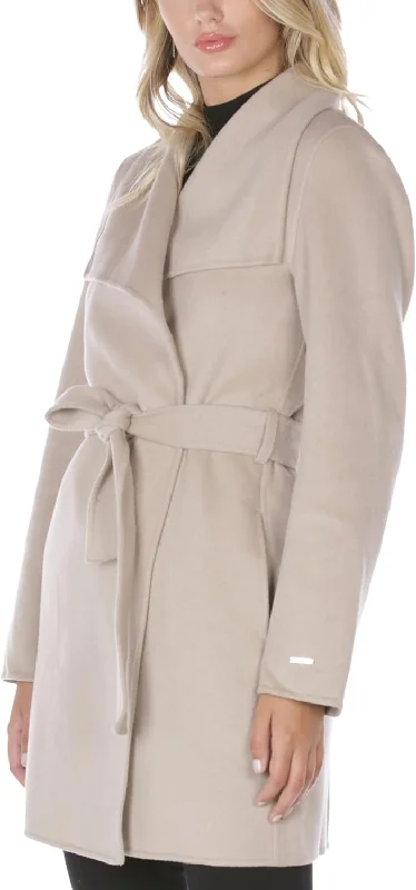 Women's Evening Garments TAHARI Women's Wool Wrap Coat with Tie Belt, Soft Almond, Large