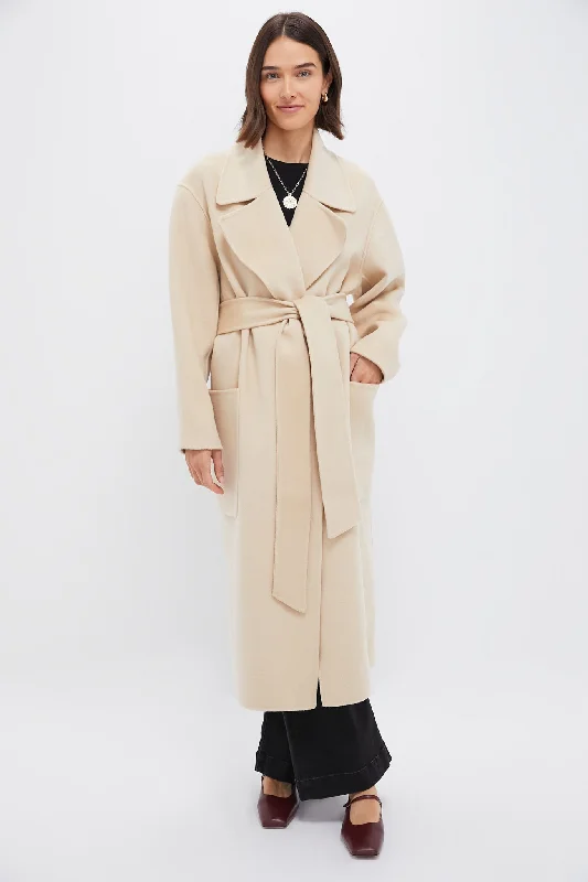 Luxury Women's Clothes Tan Wool Trinity Coat