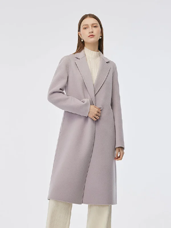 Vintage-Inspired Women's Clothes 100% Wool Double-Faced Back Slit Women Overcoat