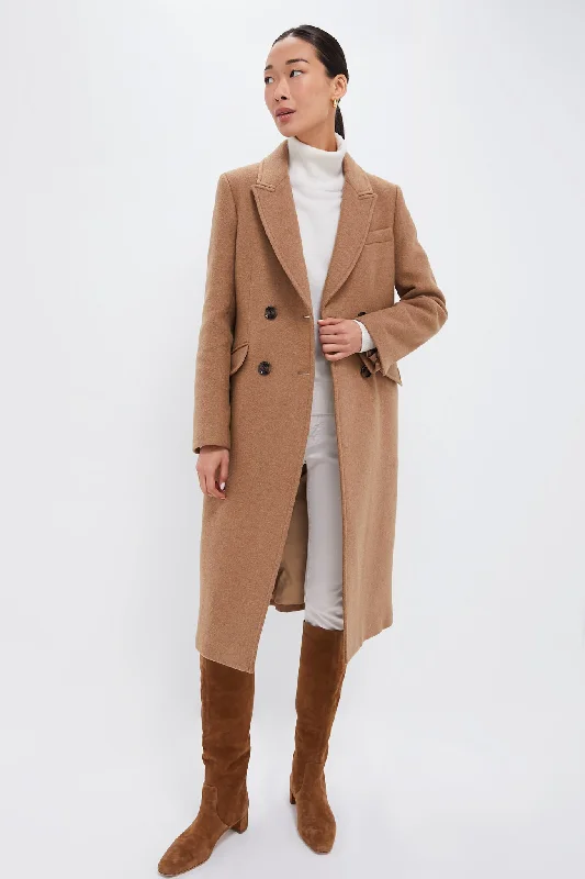 Women's Chic Outfit Camel Marylin Tailored Wool Coat