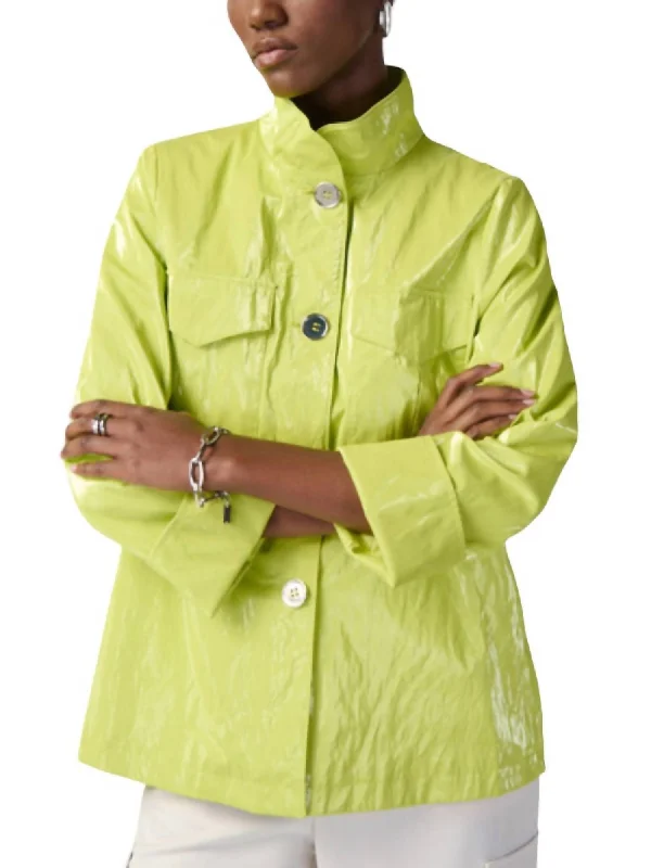 Women's Comfortable Apparel Water-Resistant Novelty Boxy Jacket In Key Lime