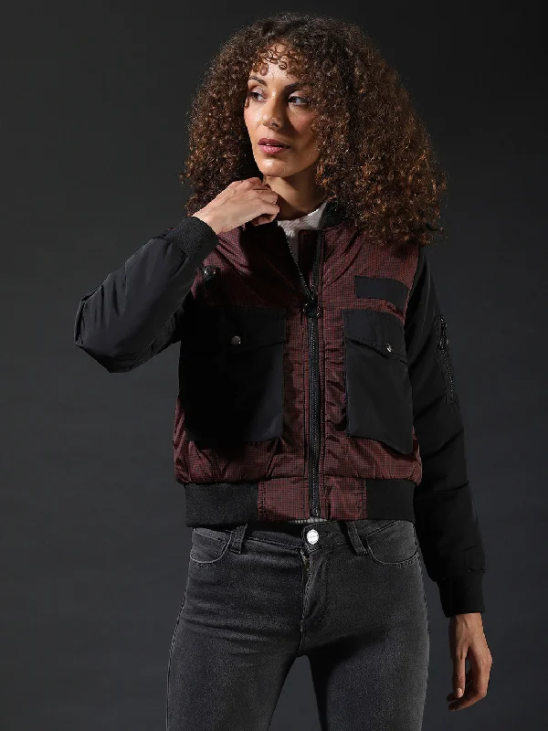 Best Deals On High-Quality Fashion – Shop Now Campus Sutra Women Checks Stylish Casual Bomber Jacket