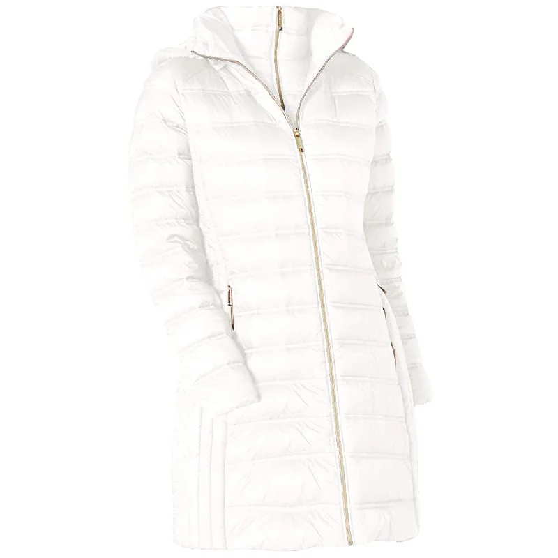 Women's Outerwear Garments Michael Michael Kors White Down Hooded Packable 3/4 Coat