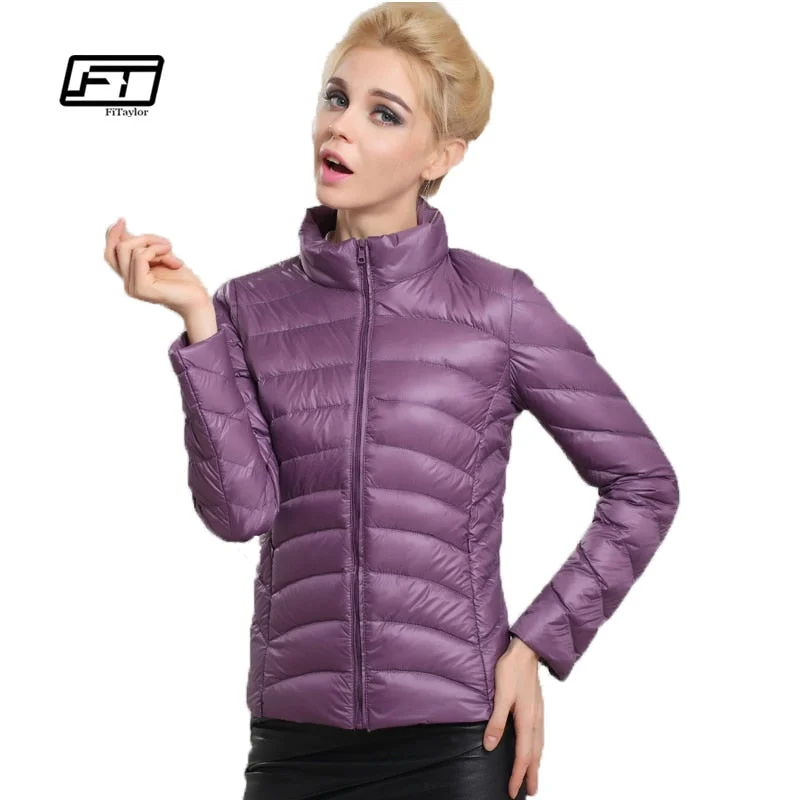 Women's Activewear Outfit Fitaylor Spring Autumn Women Short Design Jackets Slim Casual Ultra Thin Coat Duck Down 90% Jacket Inverno Jaqueta Feminina