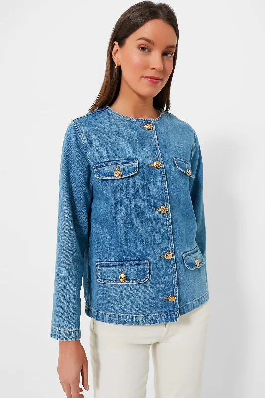 Women's Contemporary Clothing Washed Blue Janet Jacket