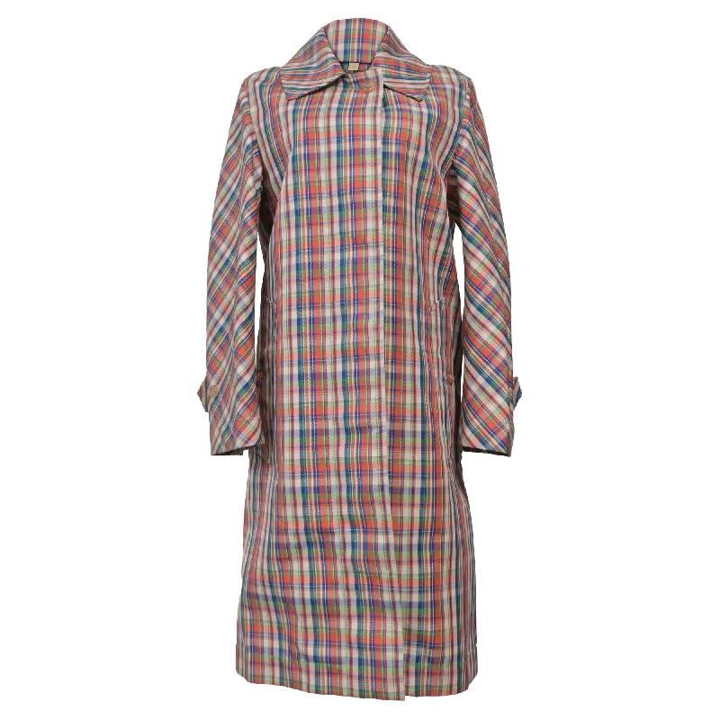 Shop Trendy And Timeless Outfits At Special Prices Burberry Checkered Long Coat in Multicolor Silk