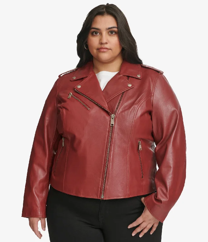 Women's Tailored Outfit Plus Size Madeline Asymmetrical Leather Jacket