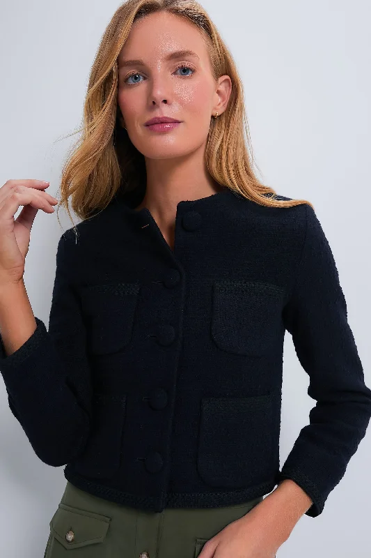 Elegant Women's Evening Garments Midnight Tweed Jacket