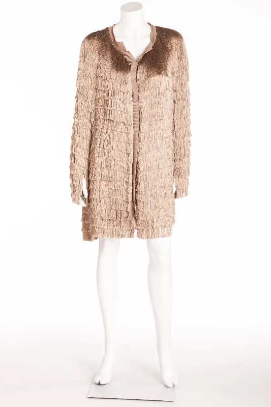Best Deals On High-Quality Fashion – Shop Now Roberto Cavalli - Beige Smooth Fringe Front Clasp Jacket - IT 40