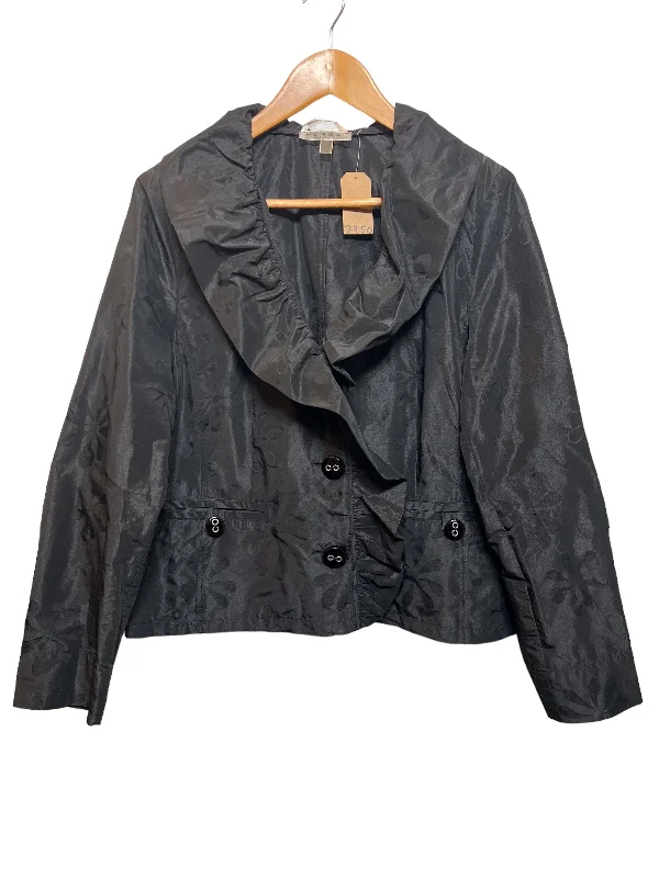 Women's Holiday Clothes Verse Woman's Floral Black Coat Blazer (Size L)
